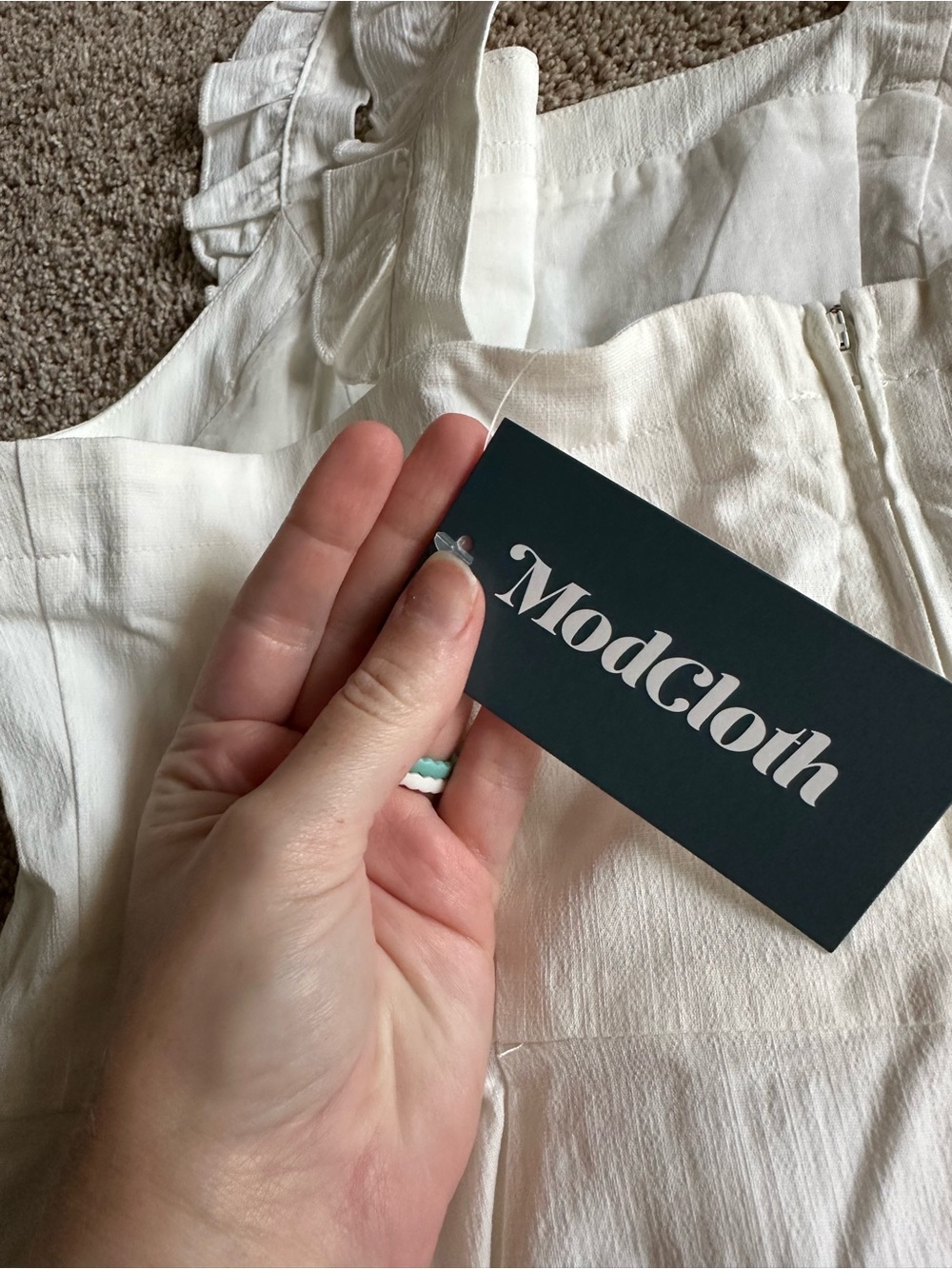 Modcloth Ivory Ruffle-Trim Mini Dress - Picture 5 of 11